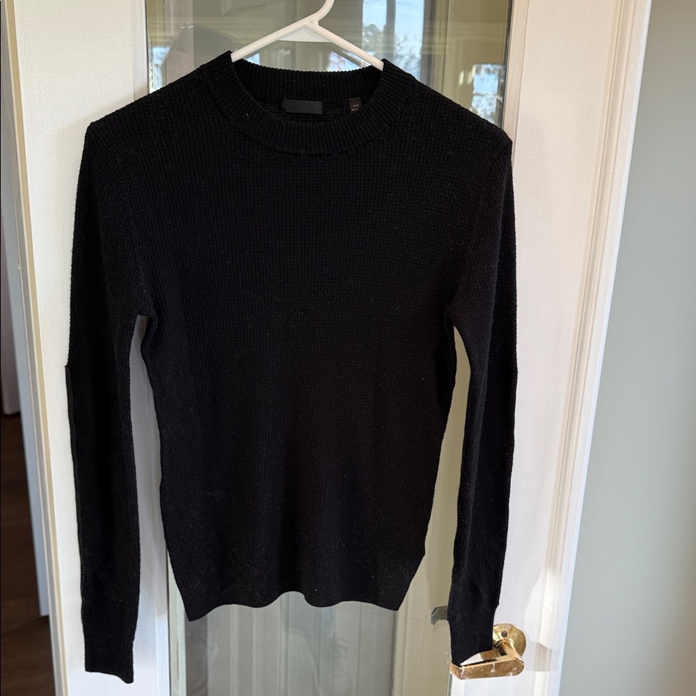 ATM Anthony Thomas Melillo Black Crewneck Knit Sweater